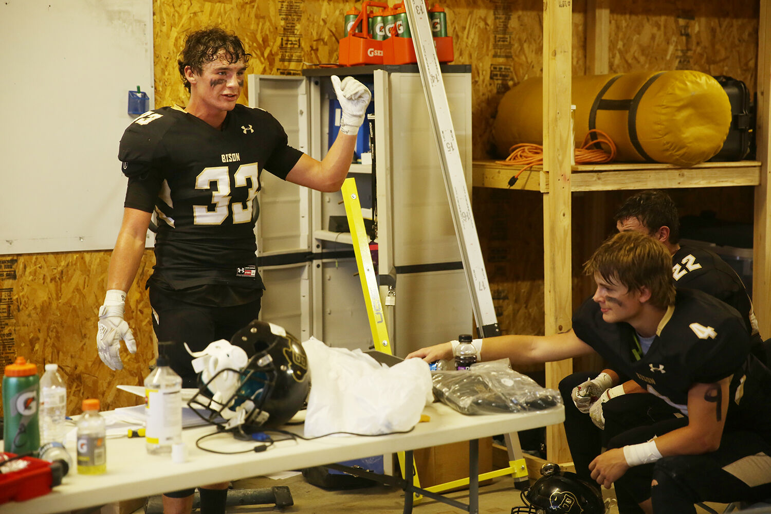 Jace Skovgard delivers a pep talk to the team